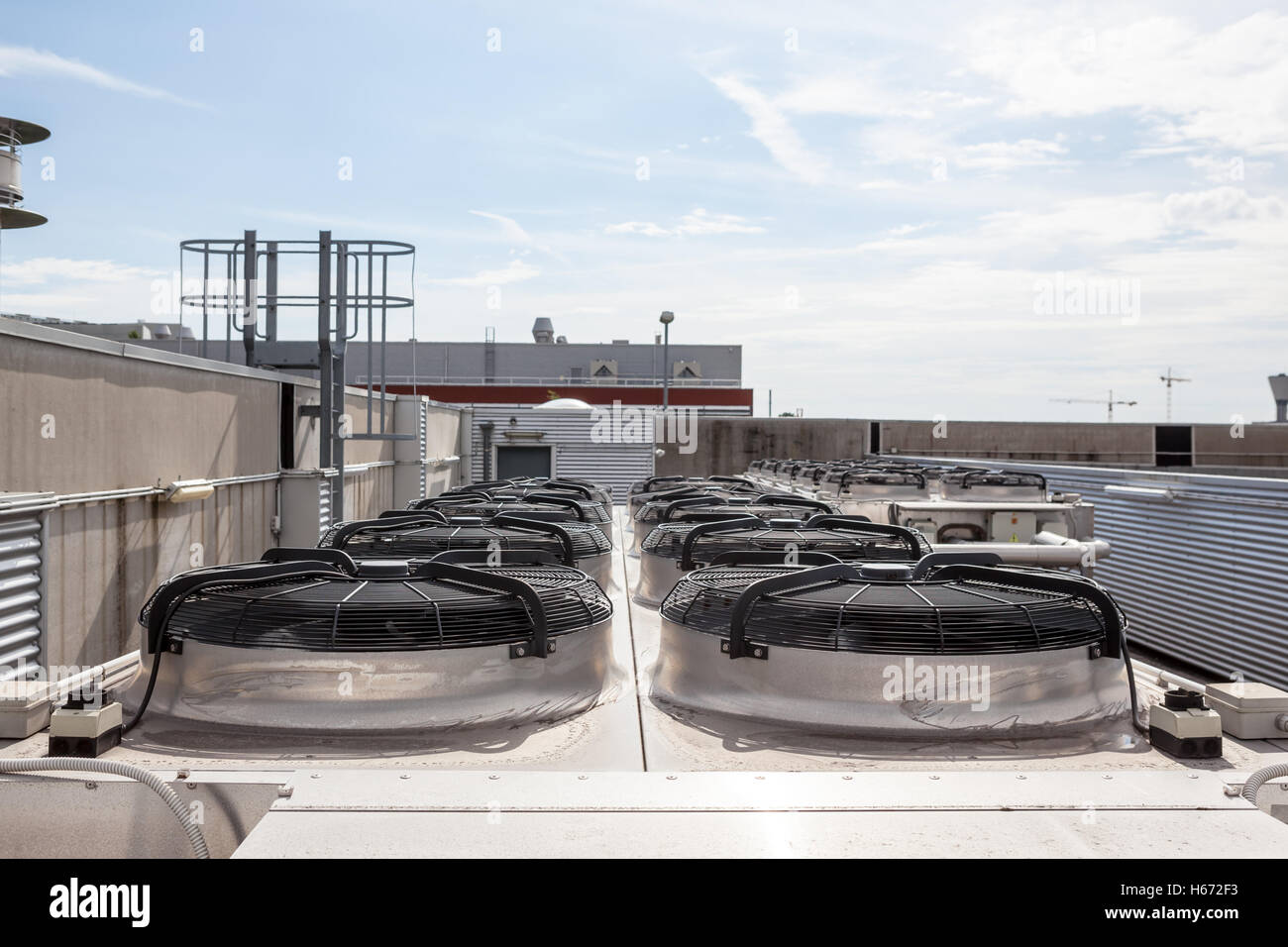 on an flat roof there cooling air conditioning Stock Photo Alamy