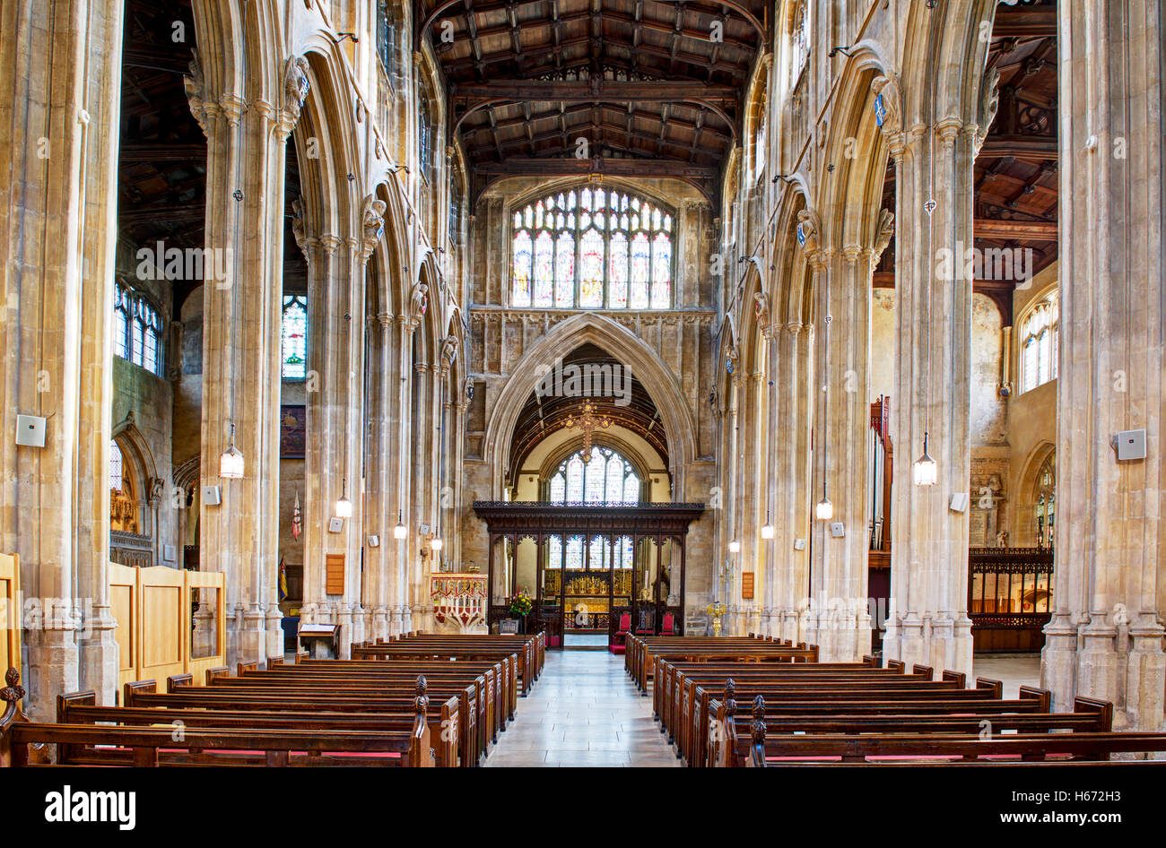 Interior of the church of St John the Baptist, Cirencester, Gloucestershire, England UK Stock Photo