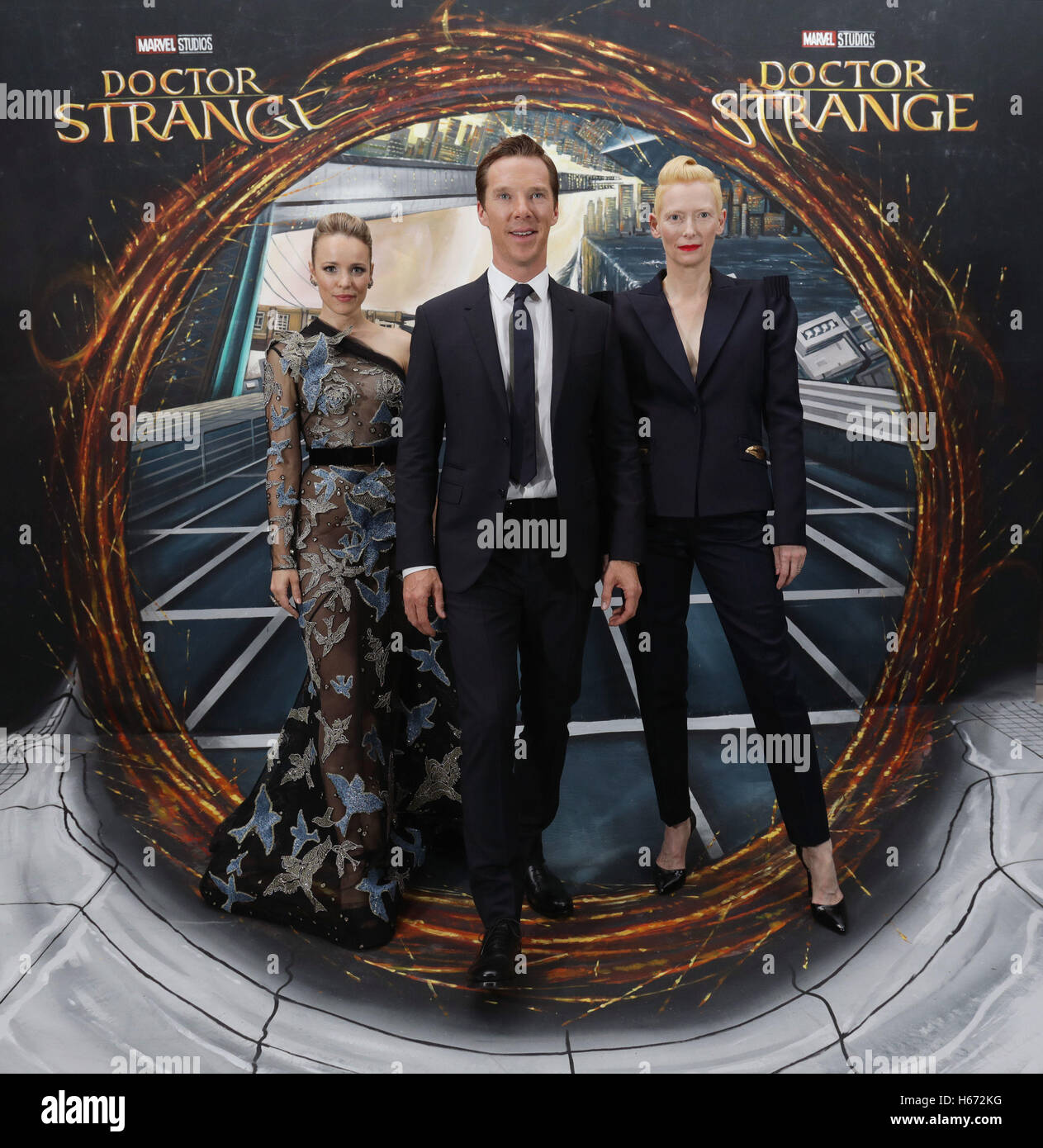 (left to right) Rachel McAdams, Benedict Cumberbatch and Tilda Swinton