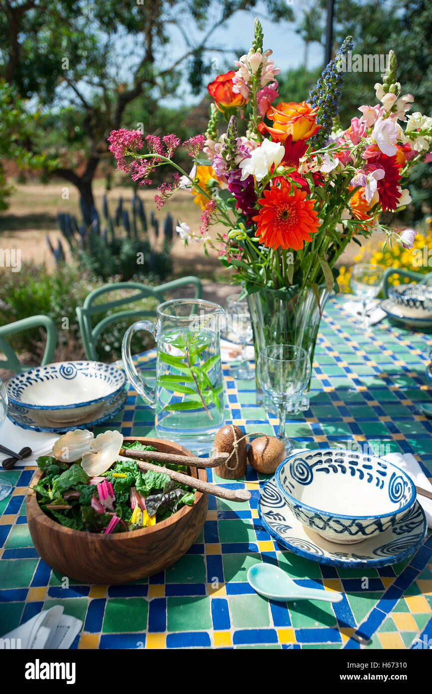 Summer Lunch setting al fresco Stock Photo Alamy