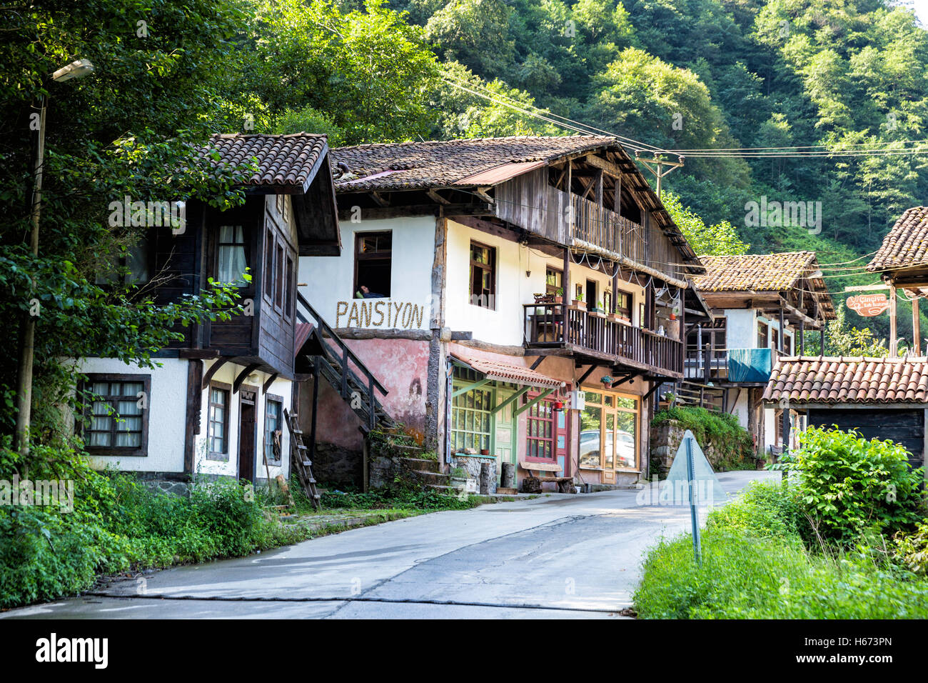 Senyuva village in Camlihemsin. Camlihemsin is a small town and district of Rize Province in the Black Sea region of Turkey. Stock Photo