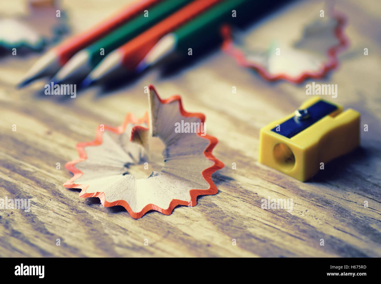 toned pencil sharpener trash wood Stock Photo Alamy