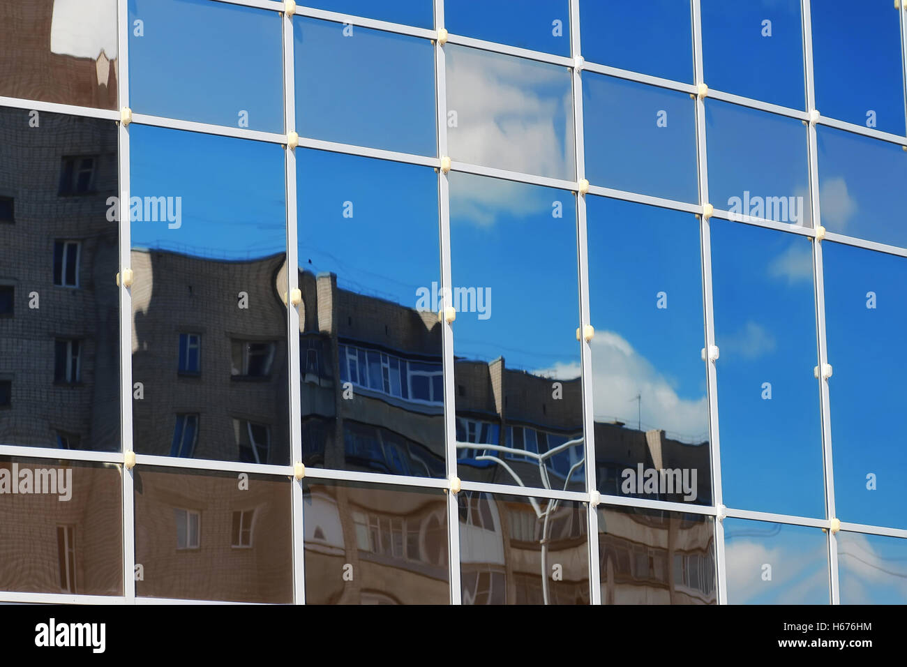 glass office building reflection sky cloud Stock Photo - Alamy