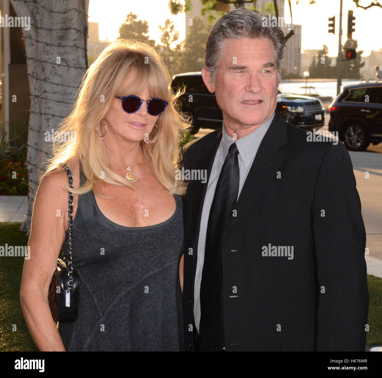 Goldie Hawn and Kurt Russell attends The Salk Institute Benefit Concert 'Remembering Pavarotti' featuring performances by Renée Fleming and Plácido Domingo at the Dorothy Chandler Pavilion on September 25th, 2015 in Los Angles CA. Stock Photo