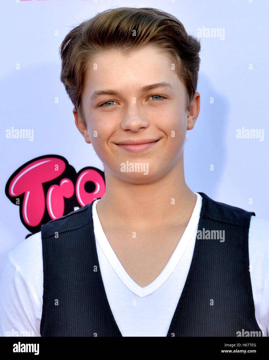 Jacob Hopkins attended the Premiere of Smosh: The Movie at the FOX Westwood Village Theater Stock Photo