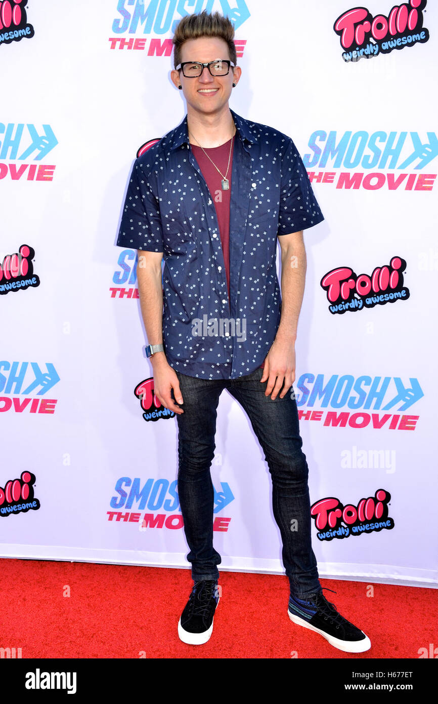 Ricky Dillon attended the Premiere of Smosh: The Movie at the FOX Westwood Village Theater Stock Photo
