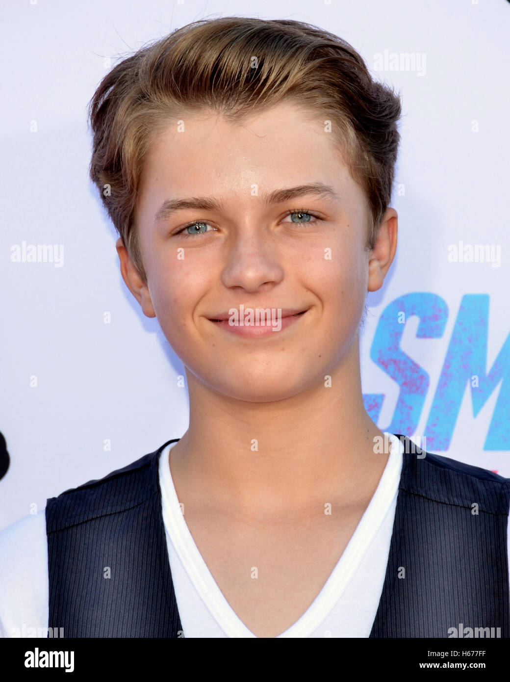 Jacob Hopkins attended the Premiere of Smosh: The Movie at the FOX Westwood Village Theater Stock Photo