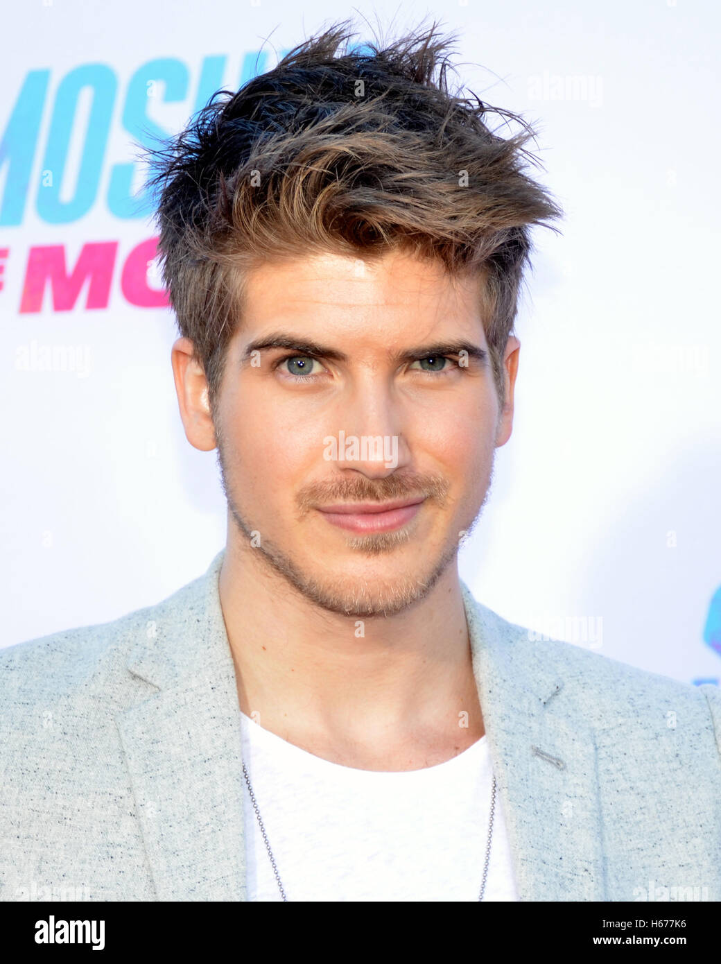 Joey Graceffa attended the Premiere of Smosh: The Movie at the FOX Westwood Village Theater Stock Photo