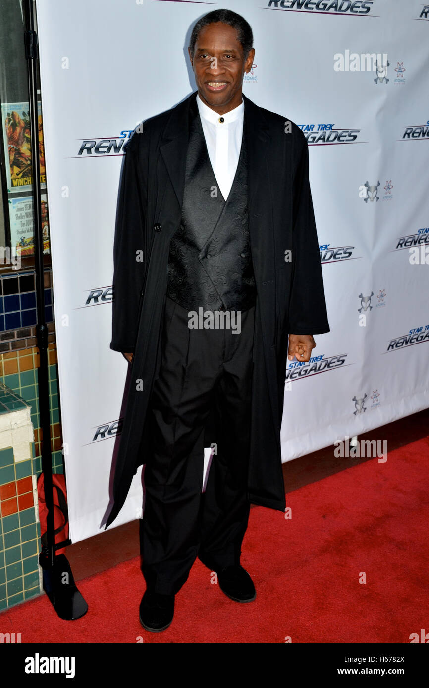 Tim Russ arrived at the World Premiere of 'Star Trek: Renegades' at The Crest Theatre on August 1, 2015 in Westwood, California. Stock Photo