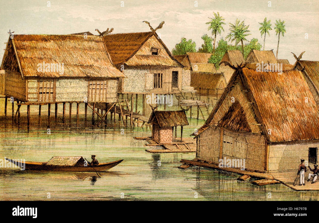 A village in Borneo, circa 1900 Stock Photo - Alamy