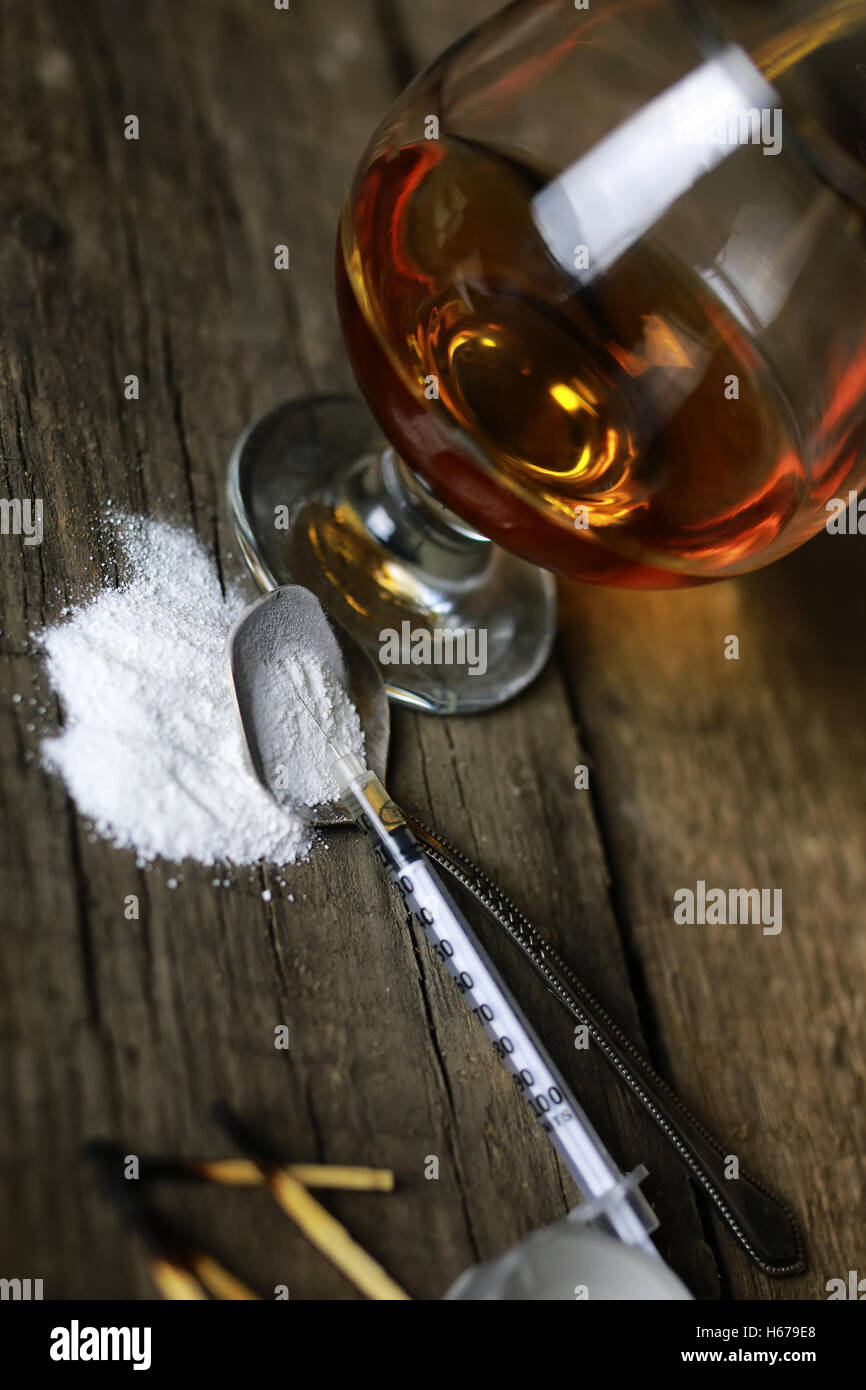 concept drug syringe spoon Stock Photo Alamy