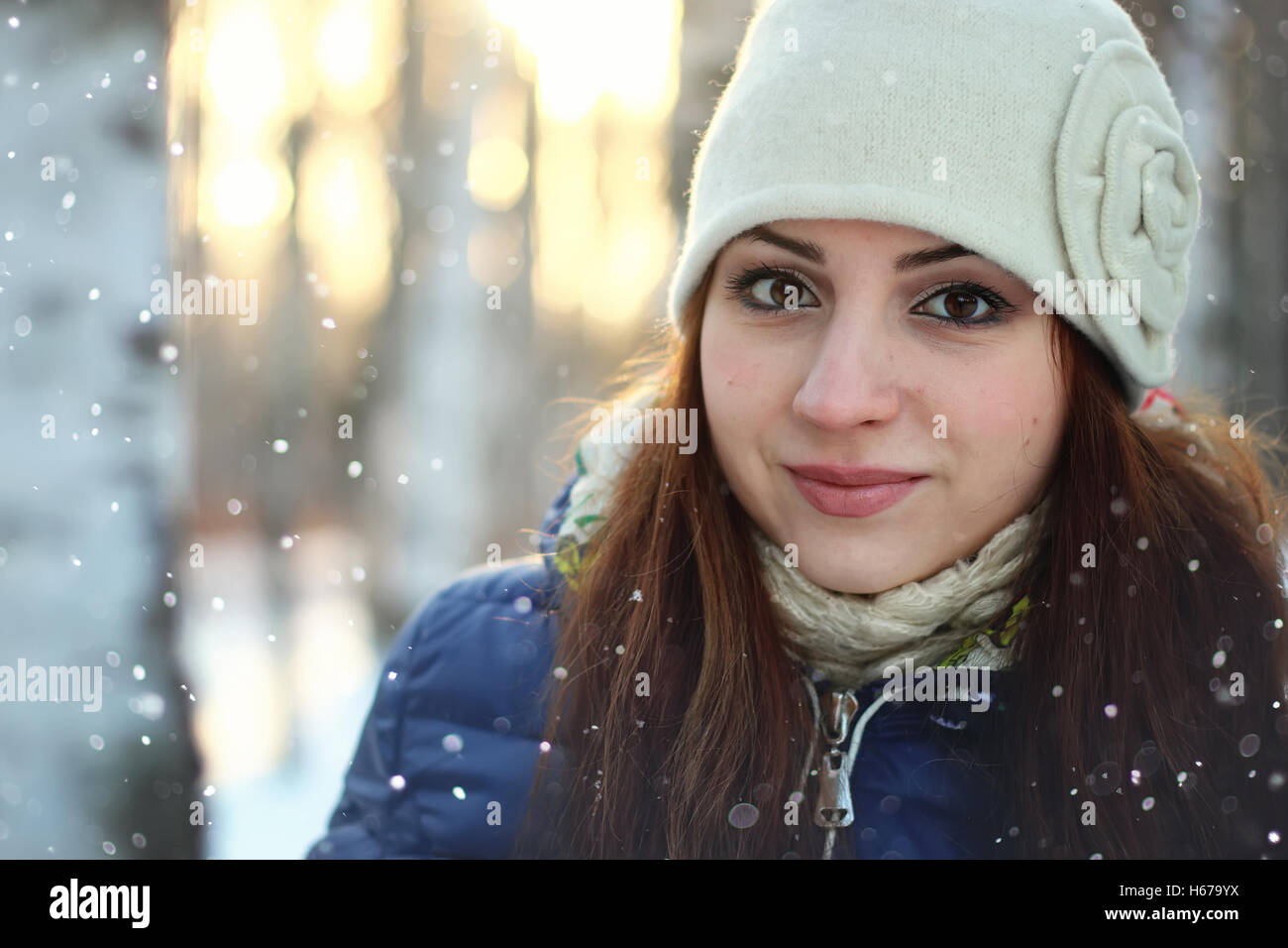 snow winter portrait female Stock Photo - Alamy