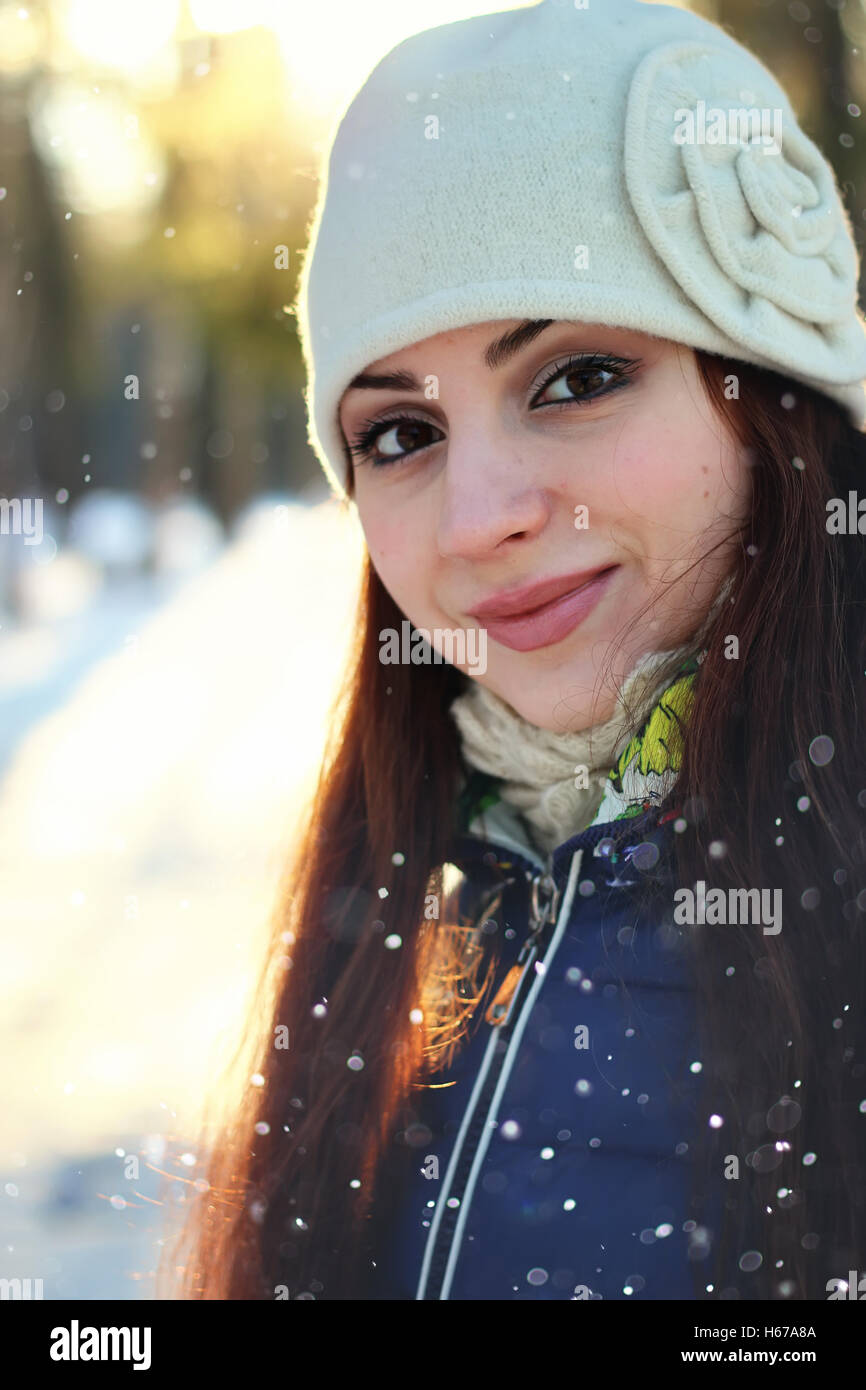 snow winter portrait female Stock Photo - Alamy