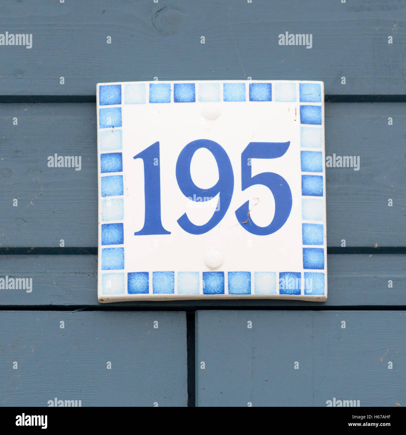 House Number 195 ceramic sign Stock Photo