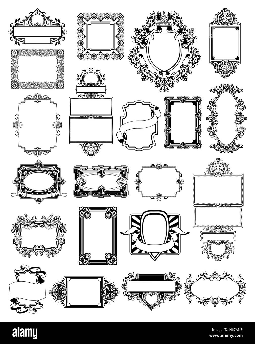 A set of vintage style background frame designs Stock Photo
