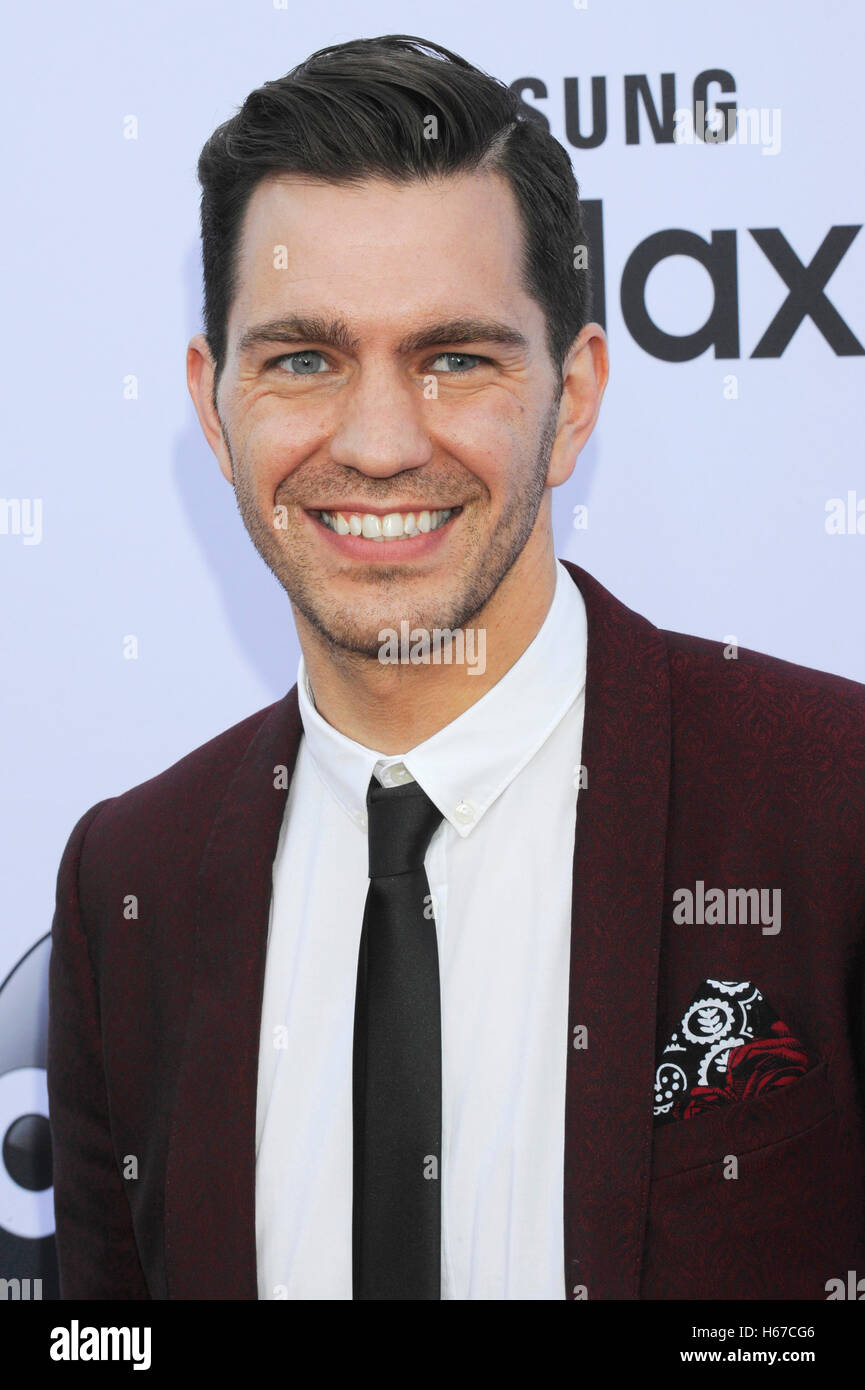 Andy Grammer arrives at the 2015 Billboard Music Awards at the MGM Grand Garden Arena on May 17, 2015 in Las Vegas, Nevada. Stock Photo