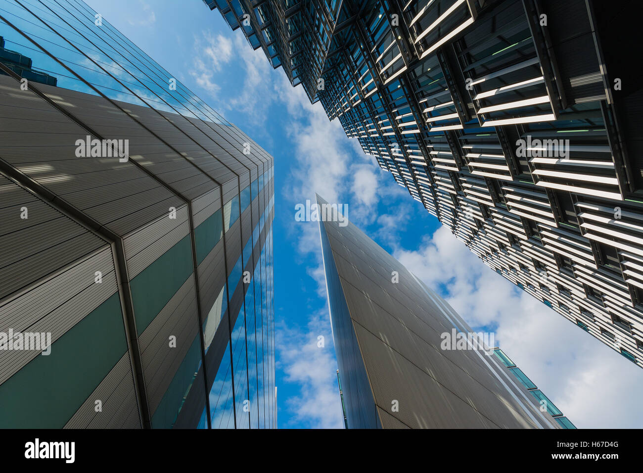 Tall modern office buildings with blue sky Stock Photo Alamy