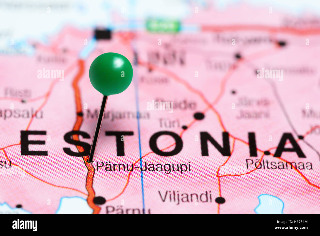 ParnuJaagupi pinned on a map of Estonia Stock Photo Alamy