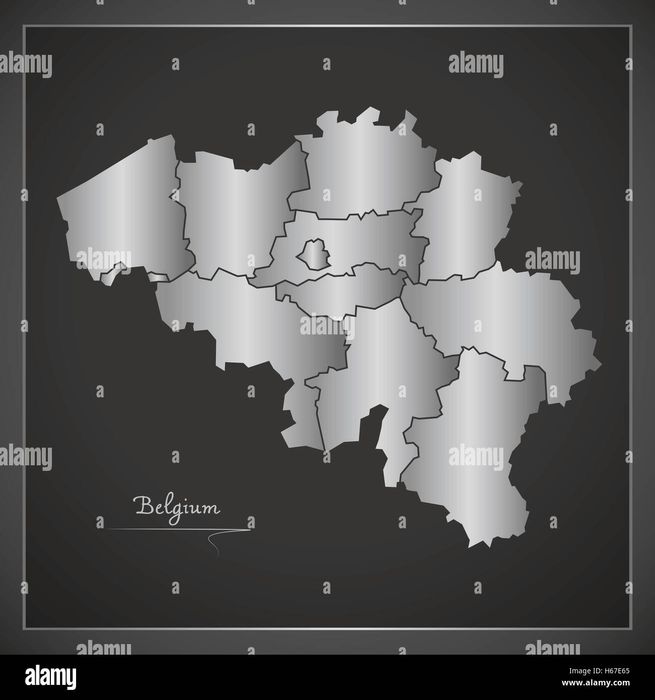 Belgium map artwork black and white illustration Stock Photo - Alamy