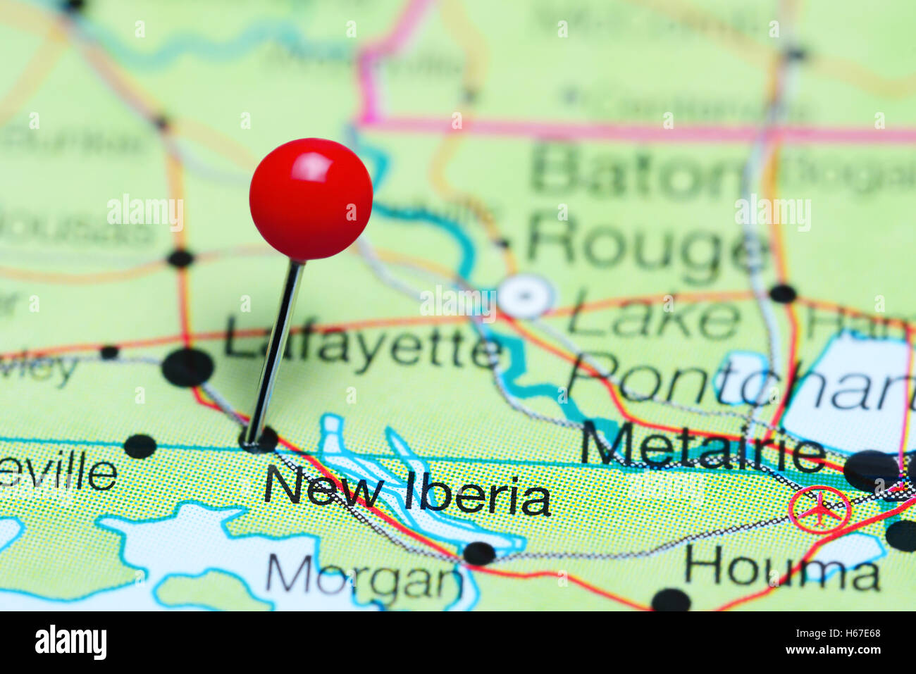 New Iberia pinned on a map of Louisiana, USA Stock Photo Alamy