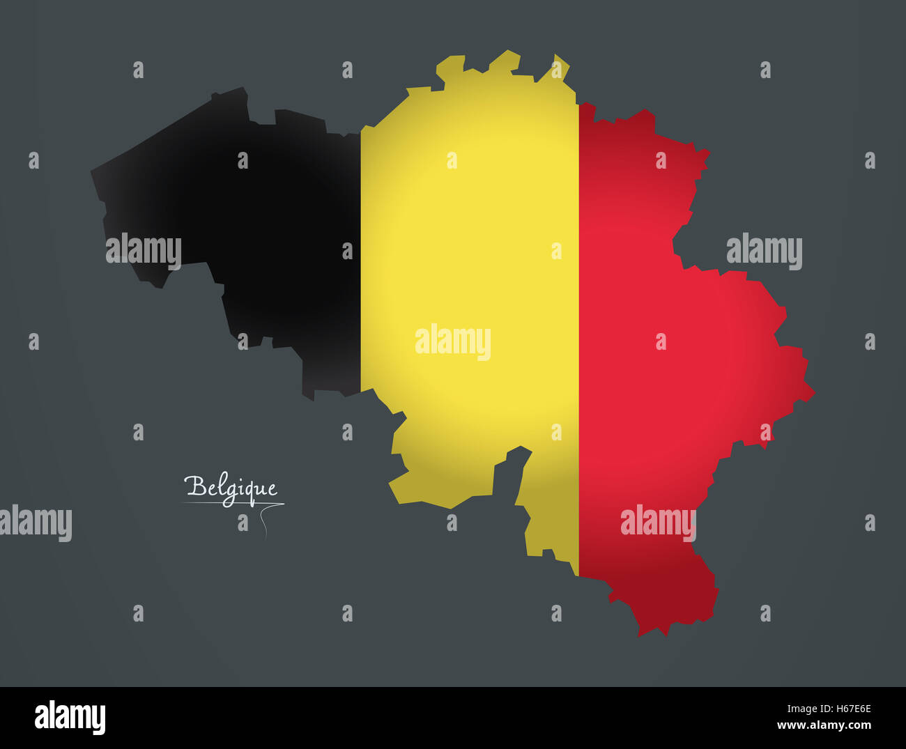 Belgium map special artwork style with flag illustration Stock Photo