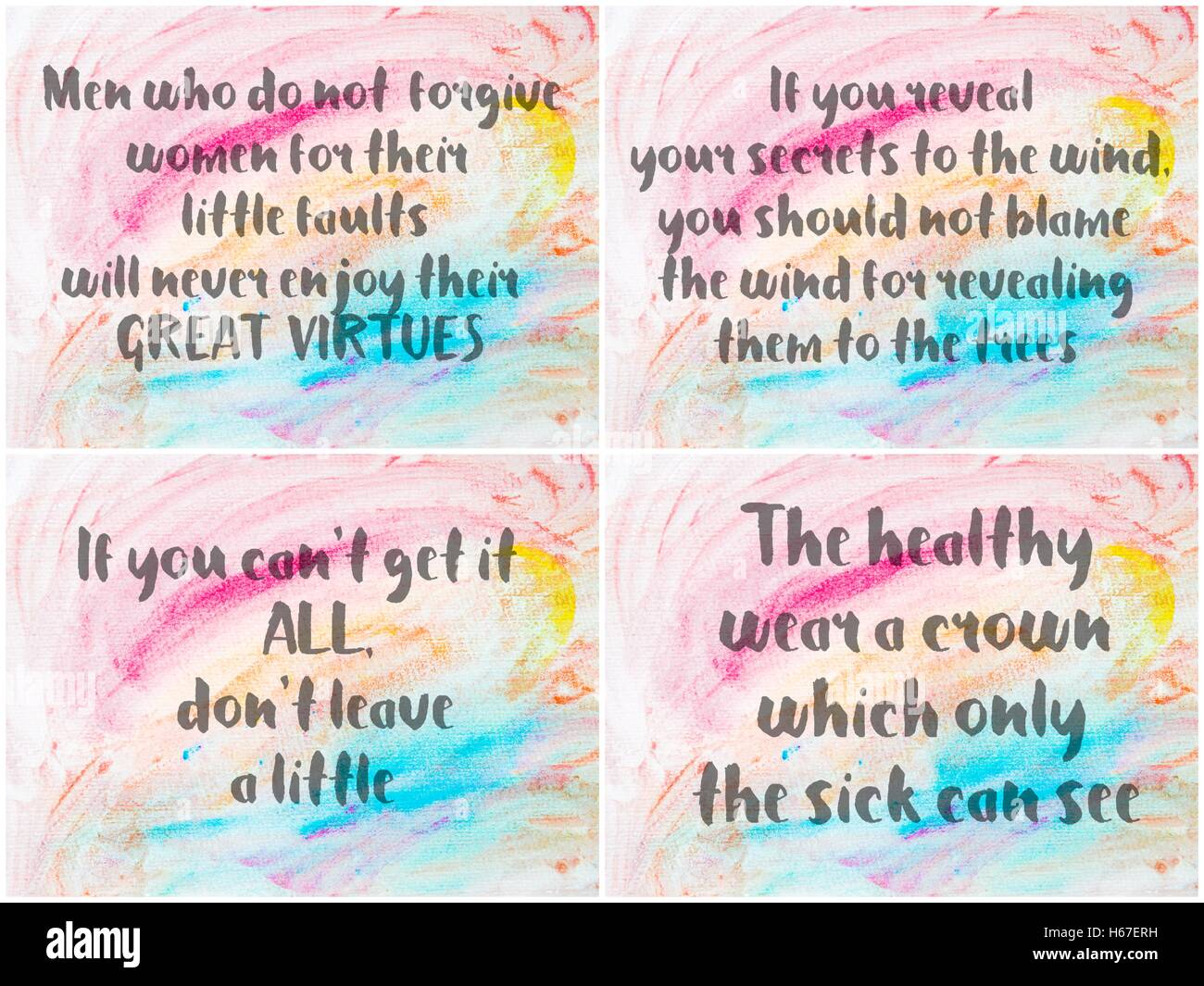 Collage of Inspirational messages over abstract water color textured ...