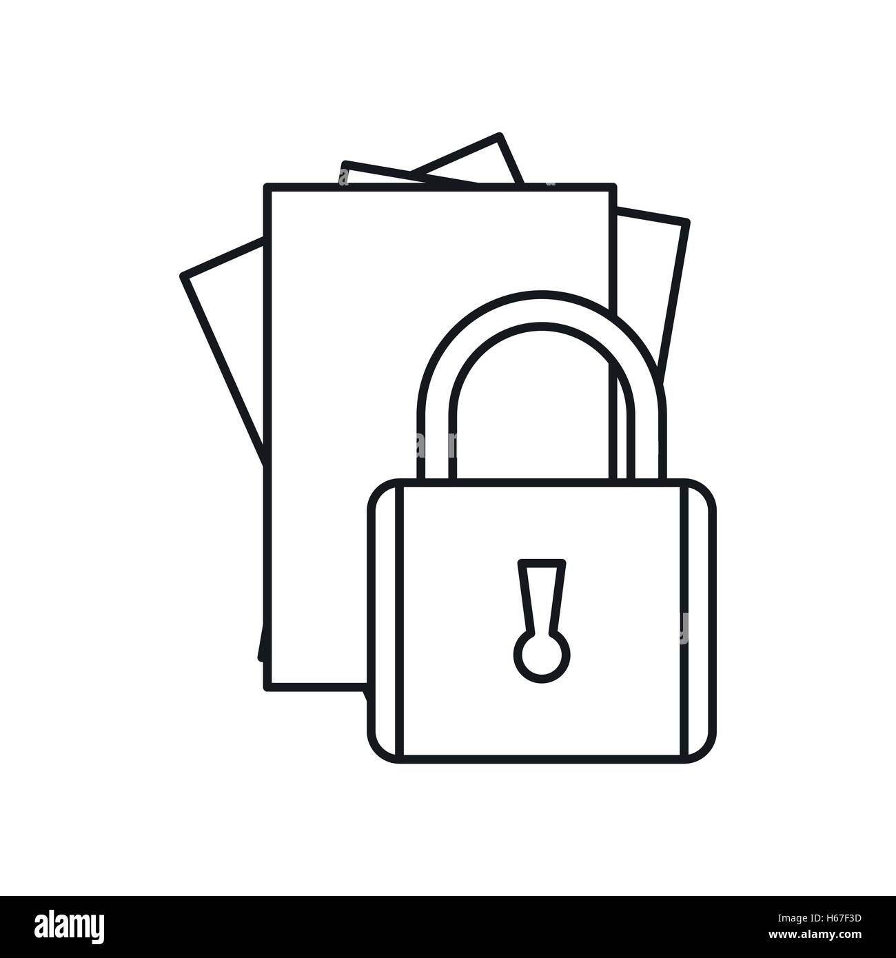 Folders with padlock icon, outline style Stock Vector Image & Art - Alamy