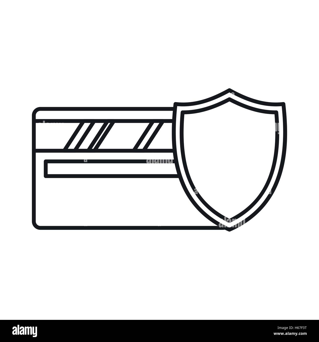 Credit card and shield icon, outline style Stock Vector Image & Art - Alamy
