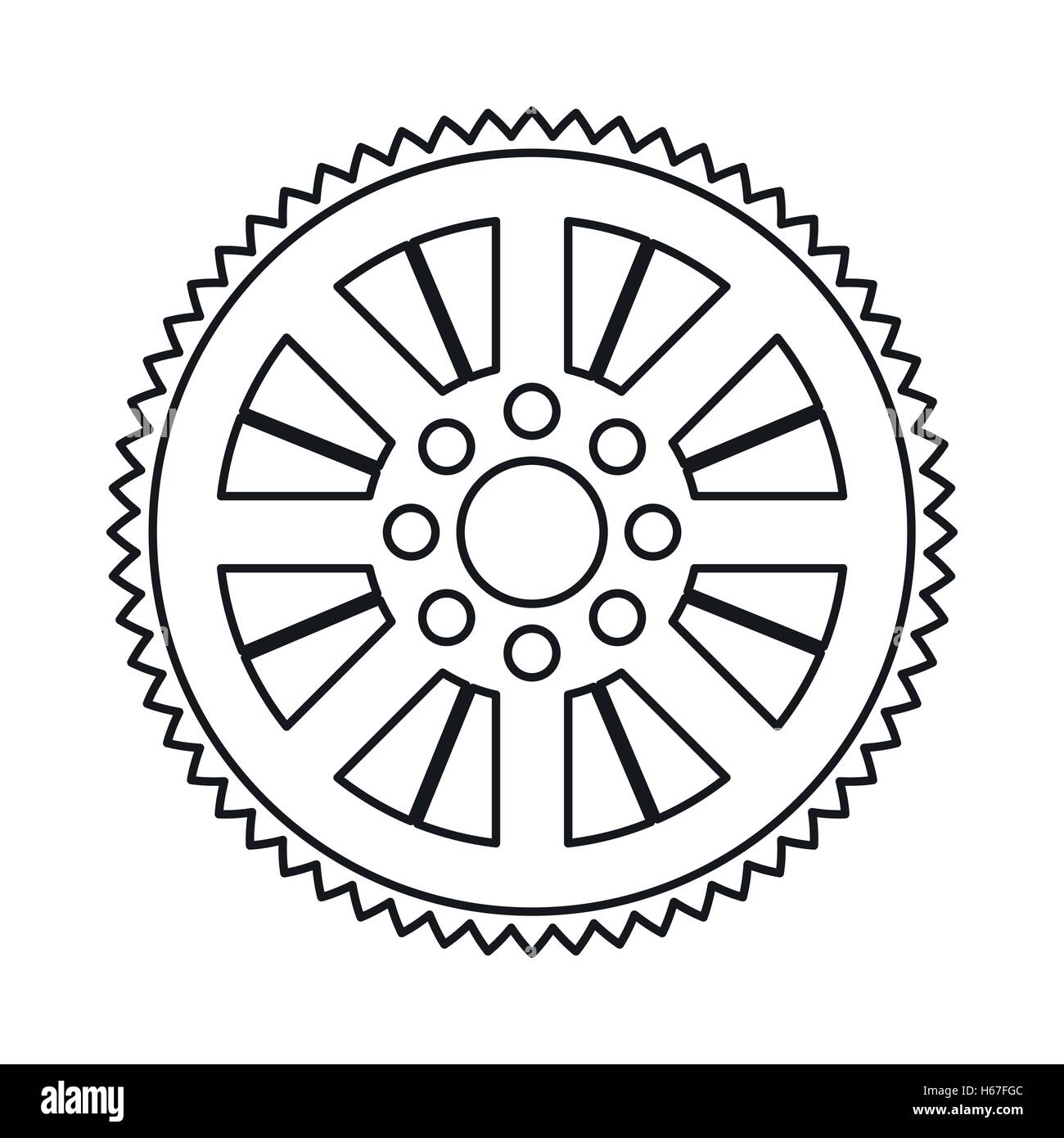 Sprocket from bike icon, outline style Stock Vector