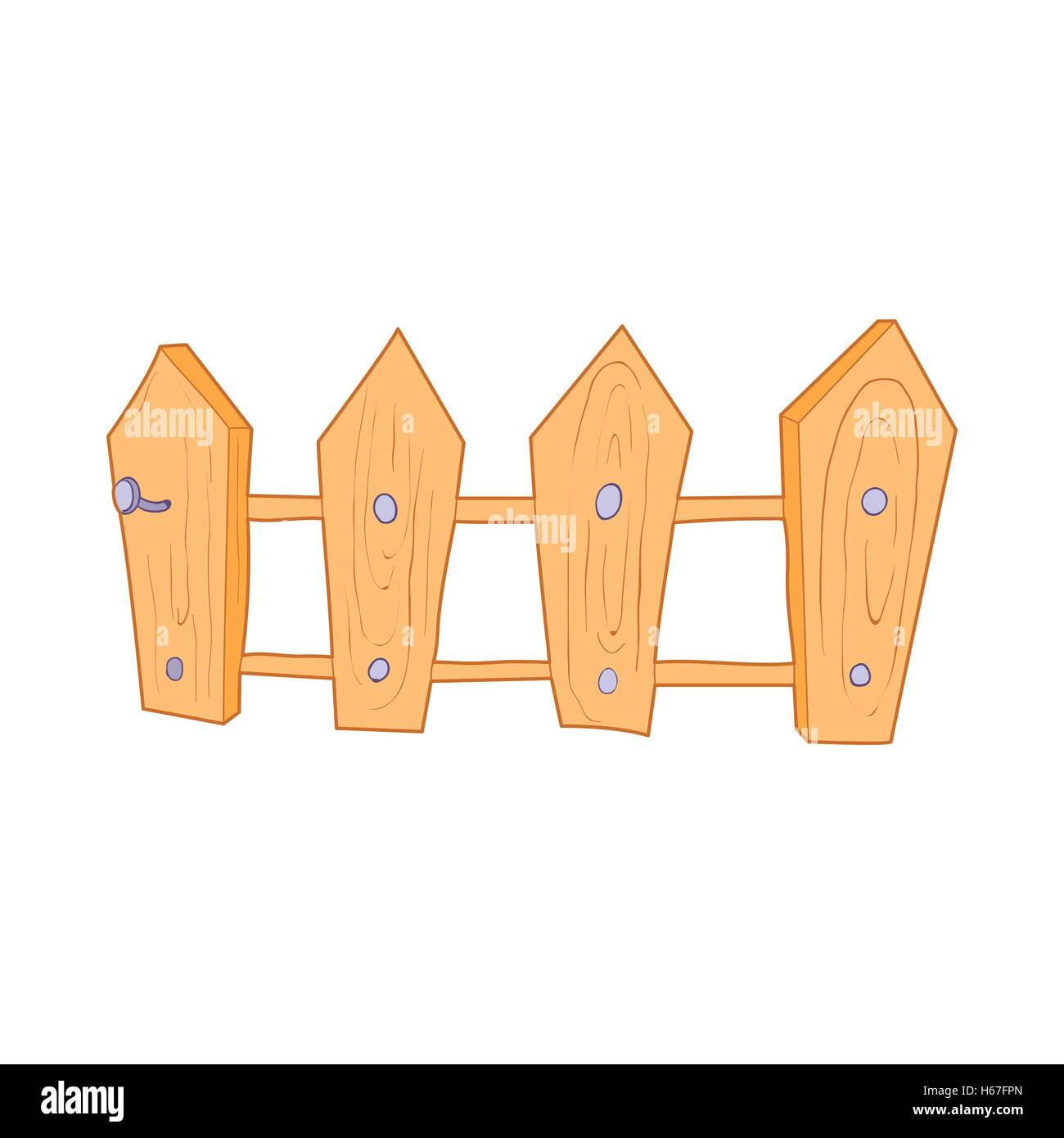 Wooden fence icon, cartoon style Stock Vector