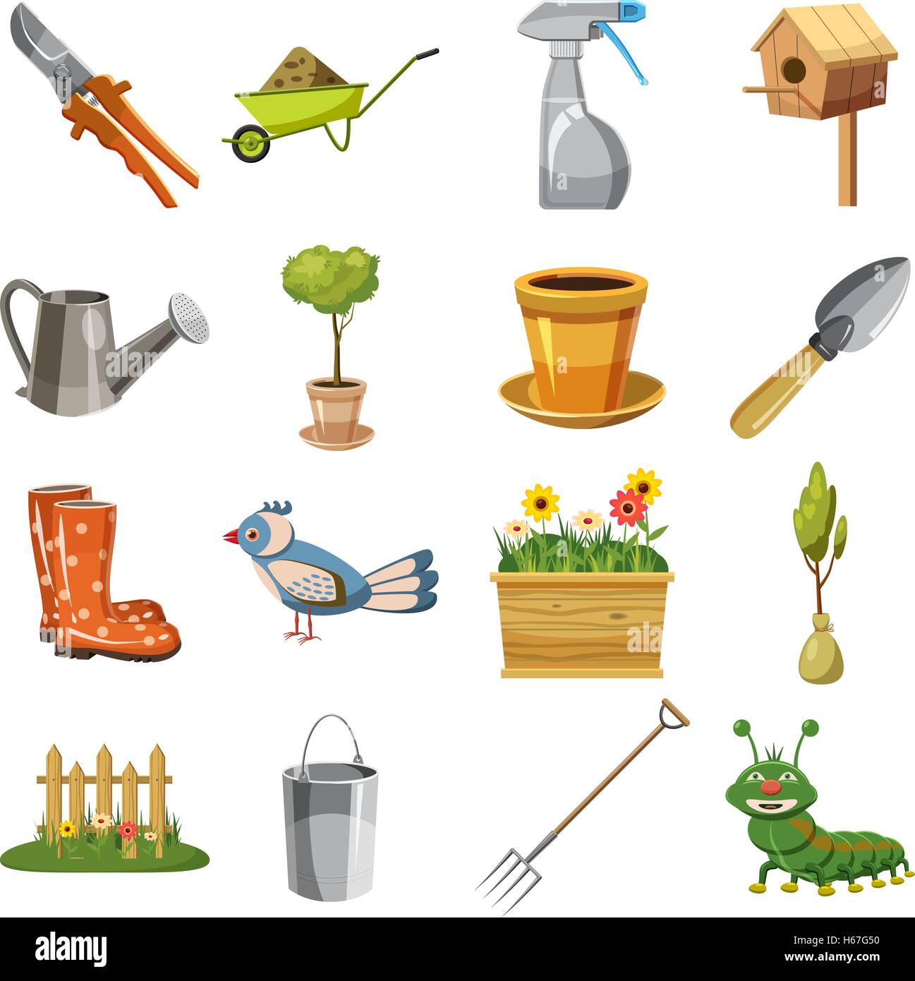 Garden icons set, cartoon style Stock Vector Image & Art - Alamy