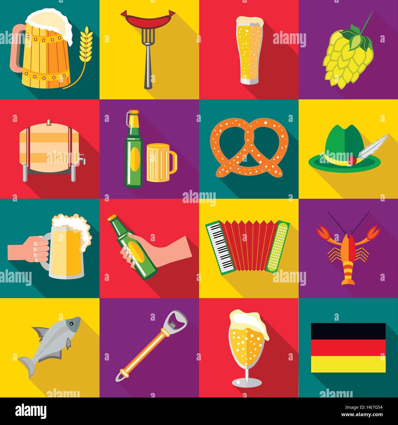 Octoberfest icons set, flat style Stock Vector Image & Art - Alamy