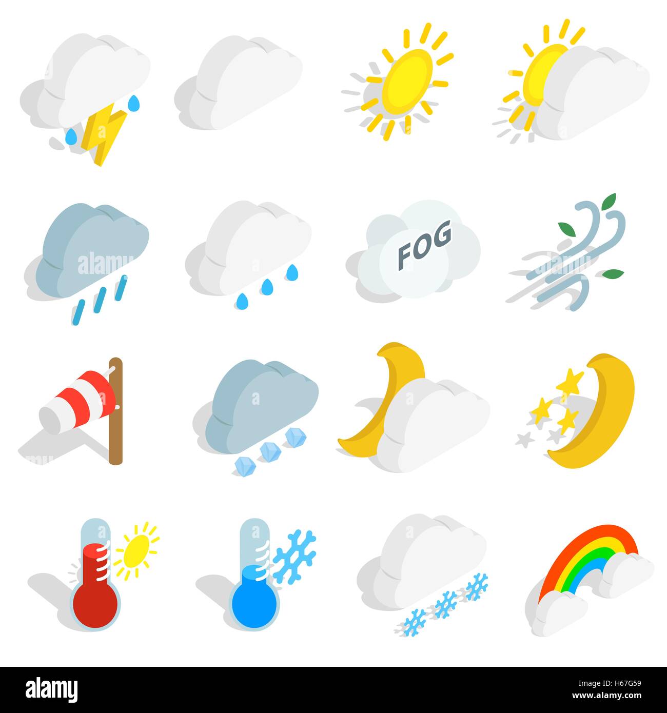 Weather icons set, isometric 3d style Stock Vector Image & Art - Alamy