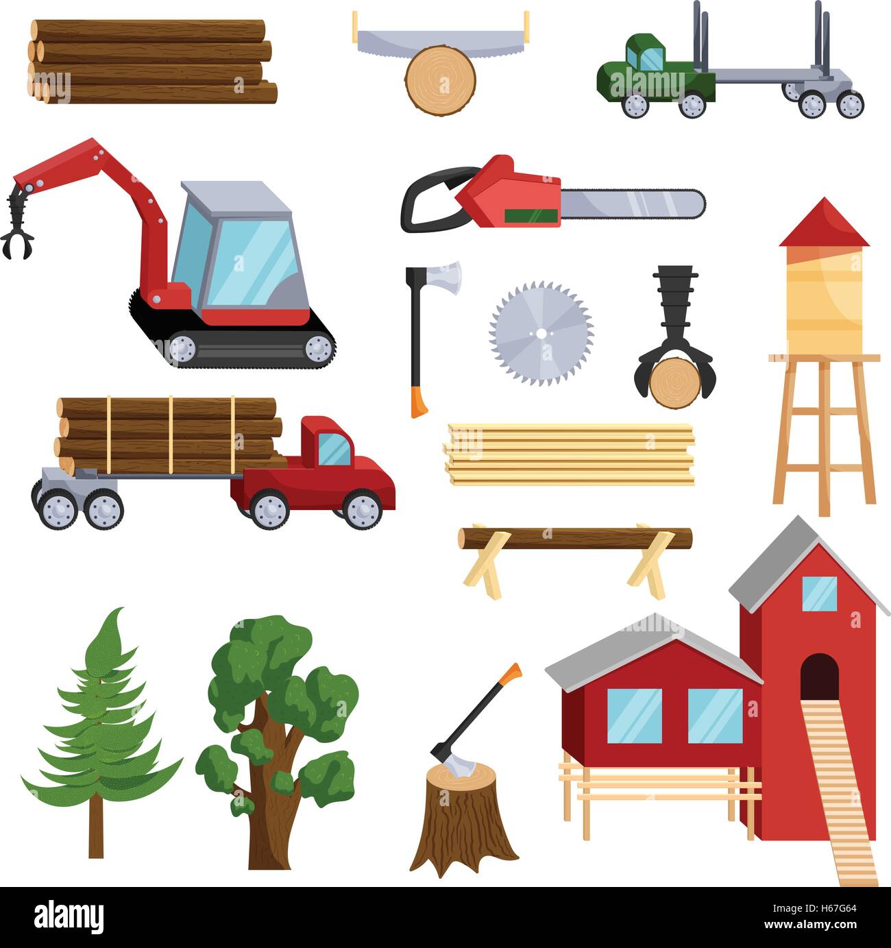Timber industry icons set, cartoon style Stock Vector Image & Art - Alamy
