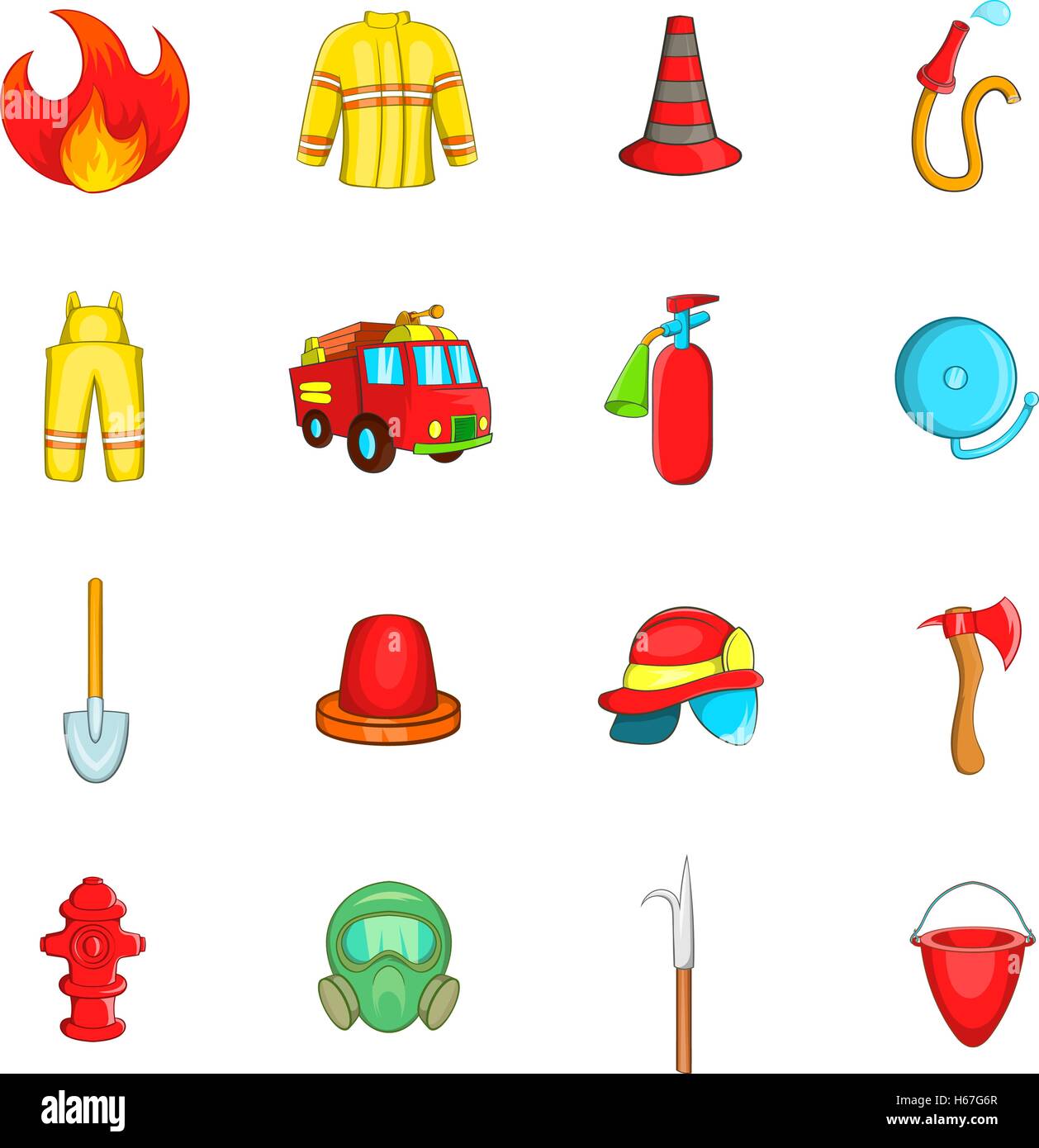 Fireman icons set, cartoon style Stock Vector Image & Art - Alamy