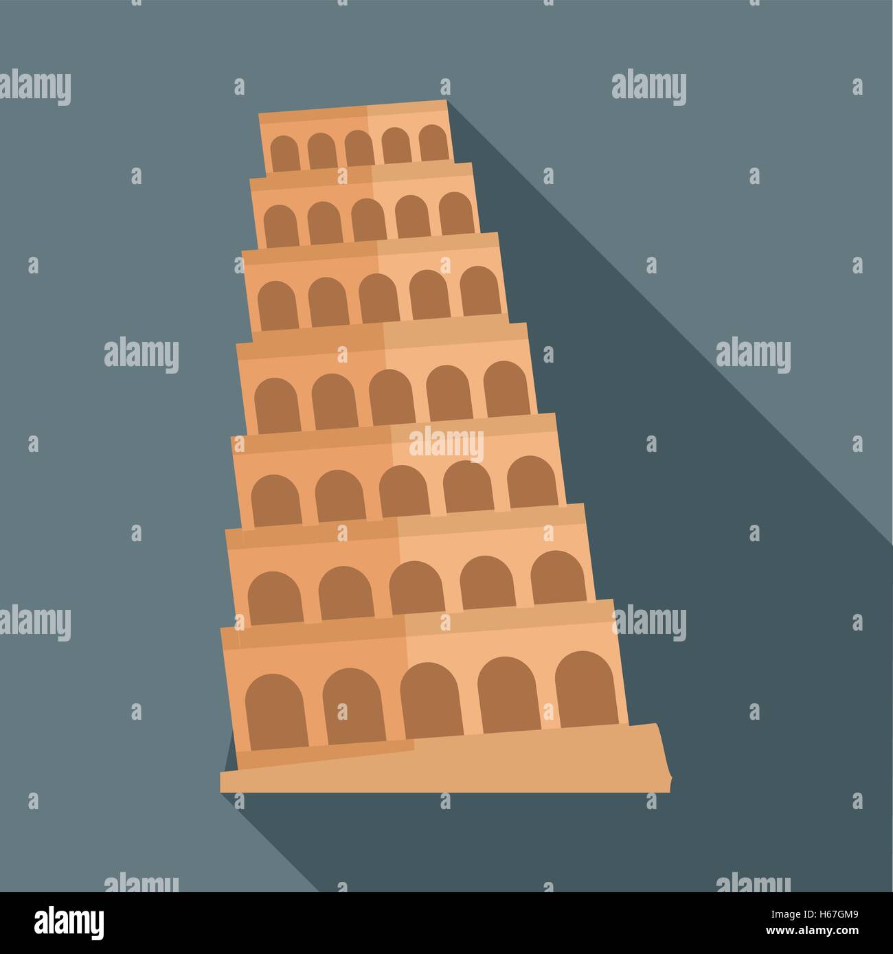 Leaning tower of Pisa icon, flat style Stock Vector