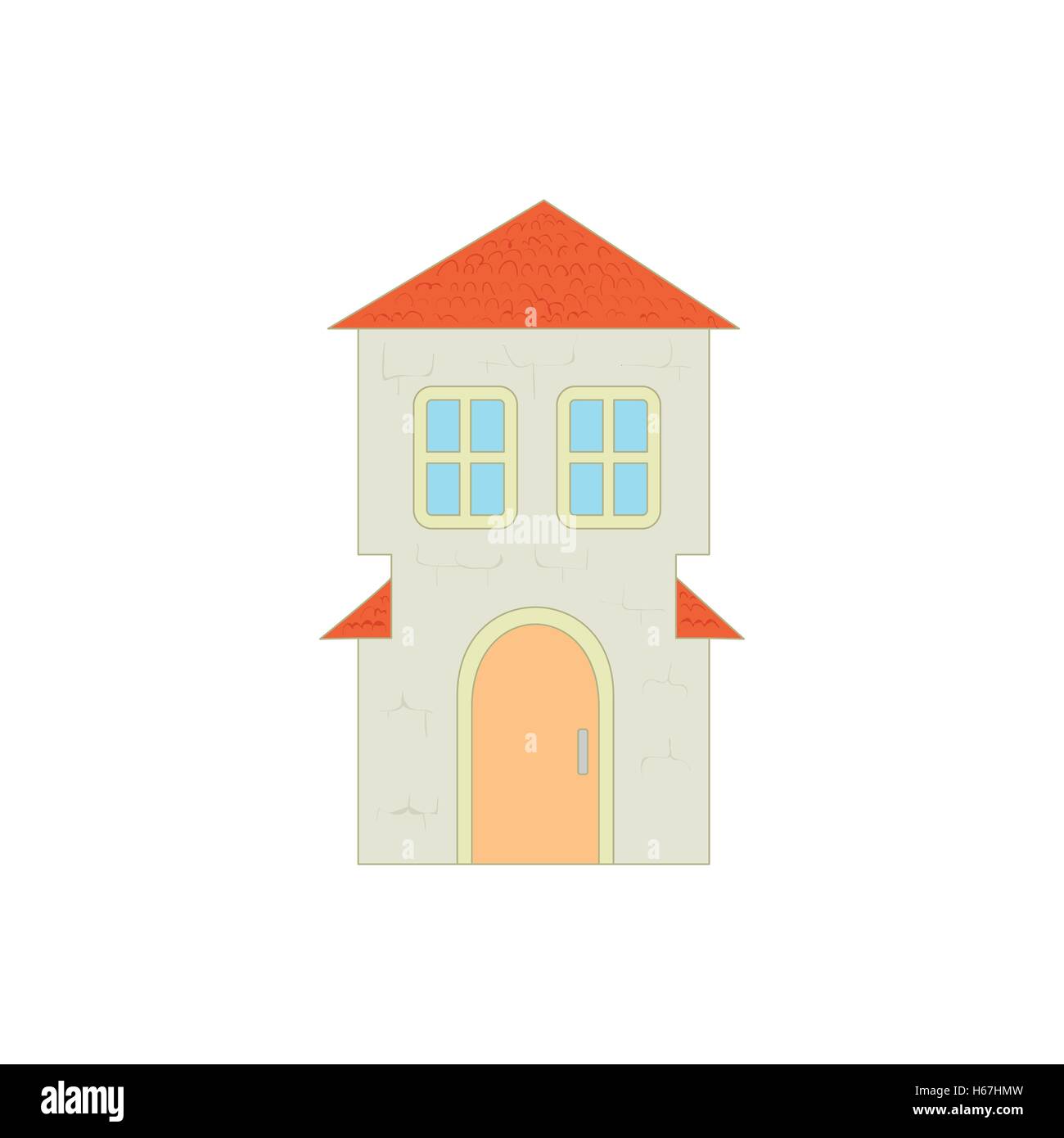 Cottage with an arched door and red roof icon Stock Vector Image & Art ...