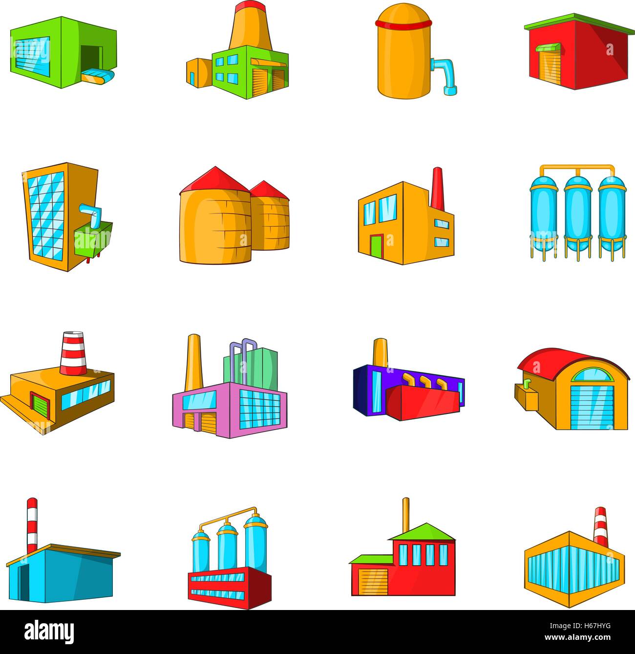 Industrial building plants and factories icons set Stock Vector Image ...