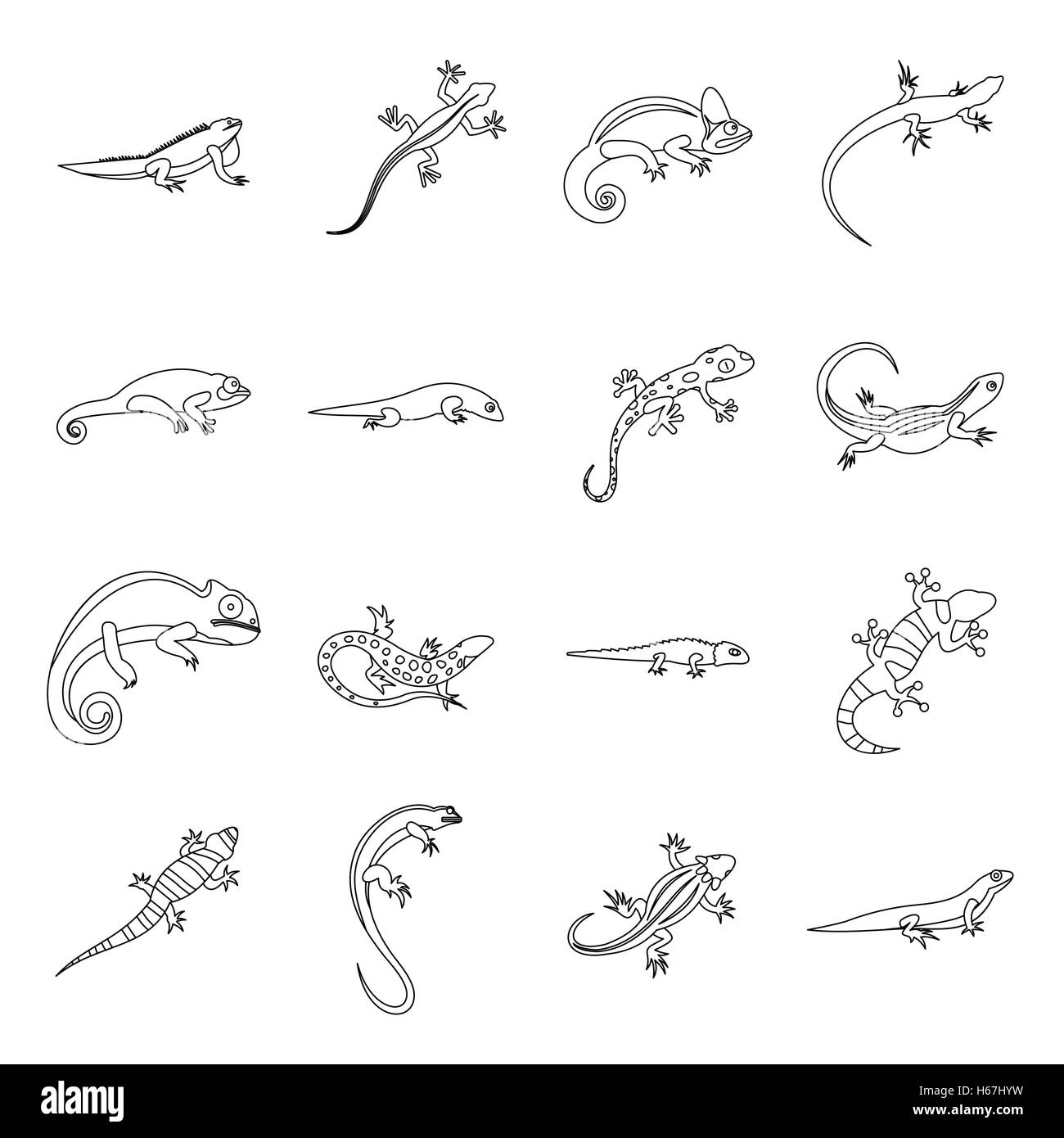 Lizard icons set, outline style Stock Vector Image & Art - Alamy