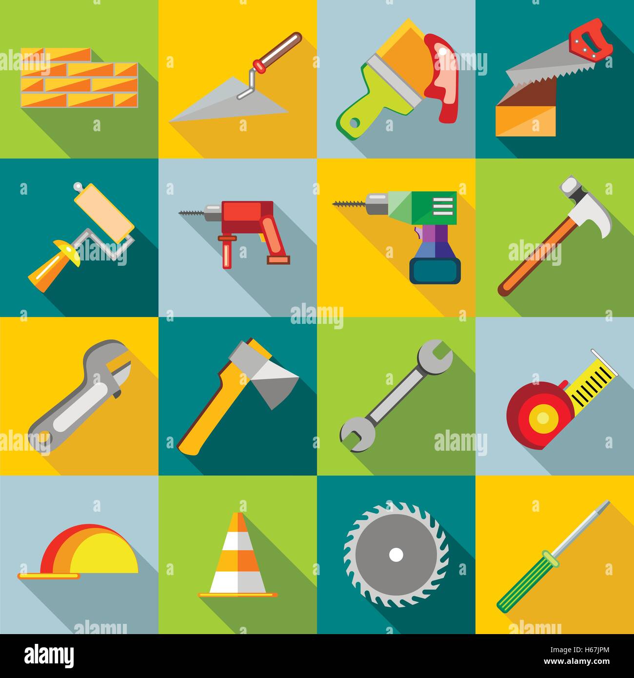 Construction icons set, flat style Stock Vector Image & Art - Alamy