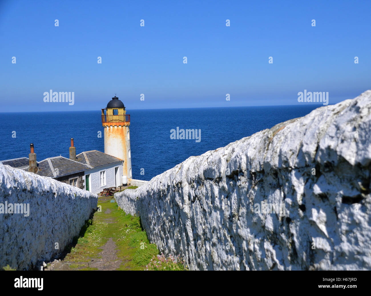 Pathway to the Low Light Lighthouse,on the  Isle of May, Fife. Stock Photo