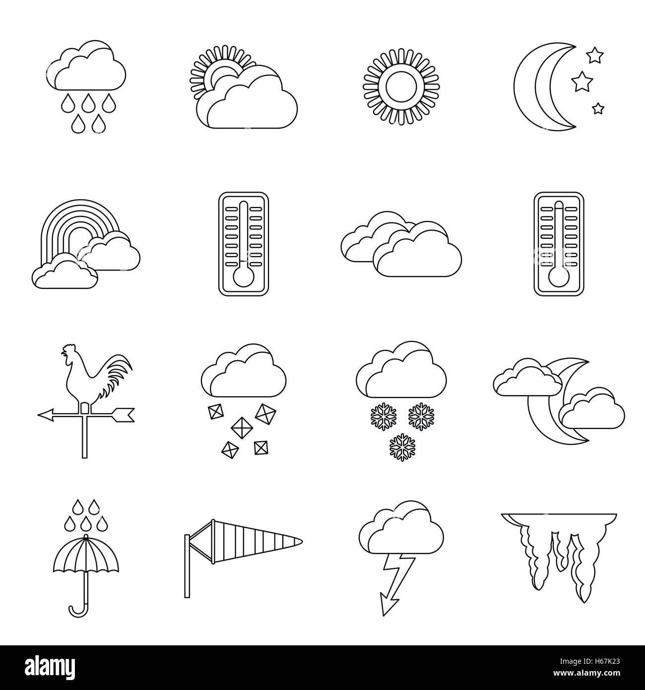 Weather icons set, outline style Stock Vector Image & Art - Alamy