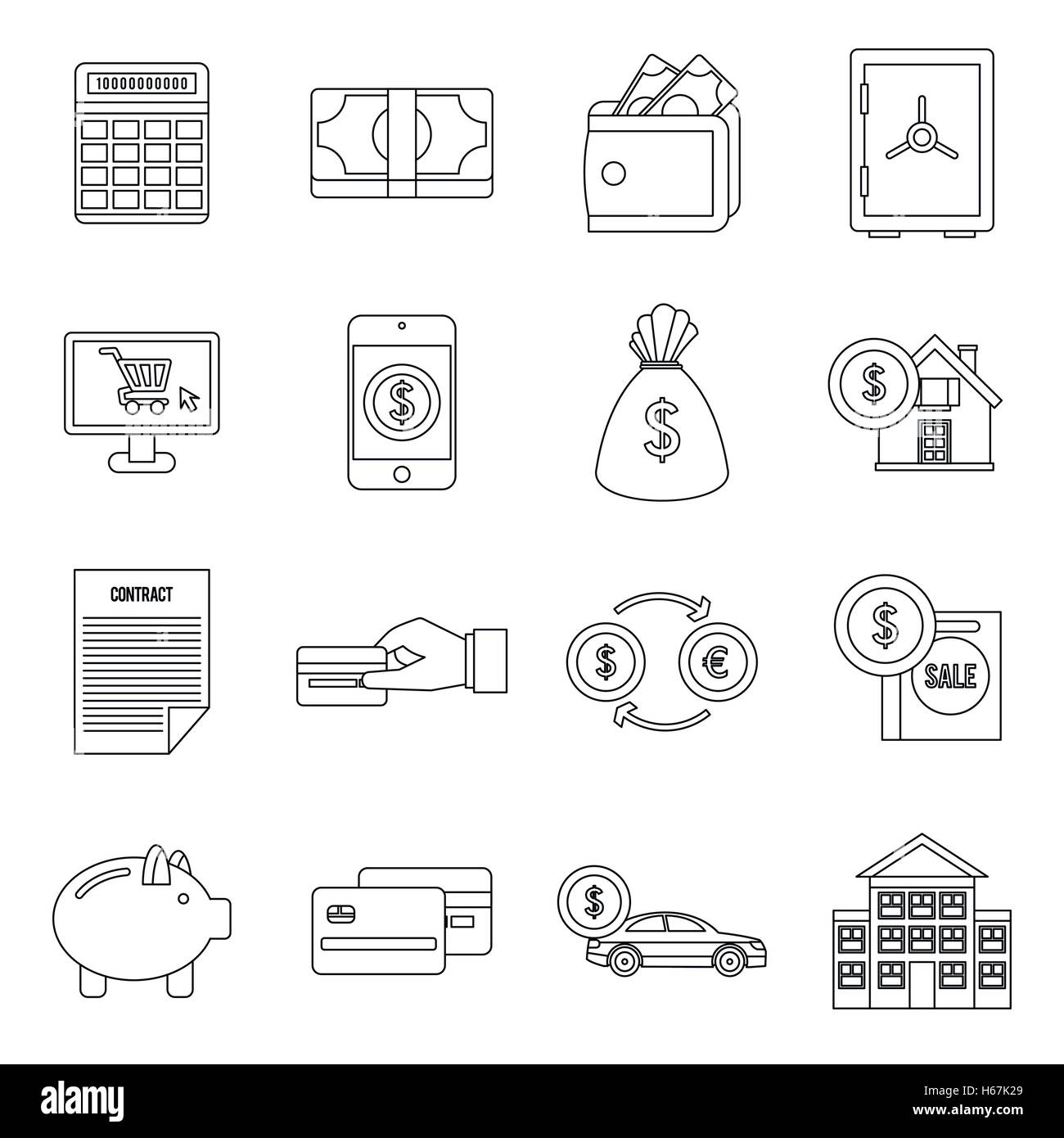 Credit icons set, outline style Stock Vector Image & Art - Alamy