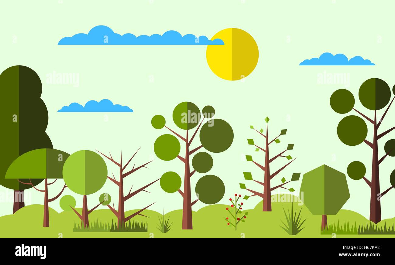 Summer forest flat background Stock Vector Image & Art - Alamy