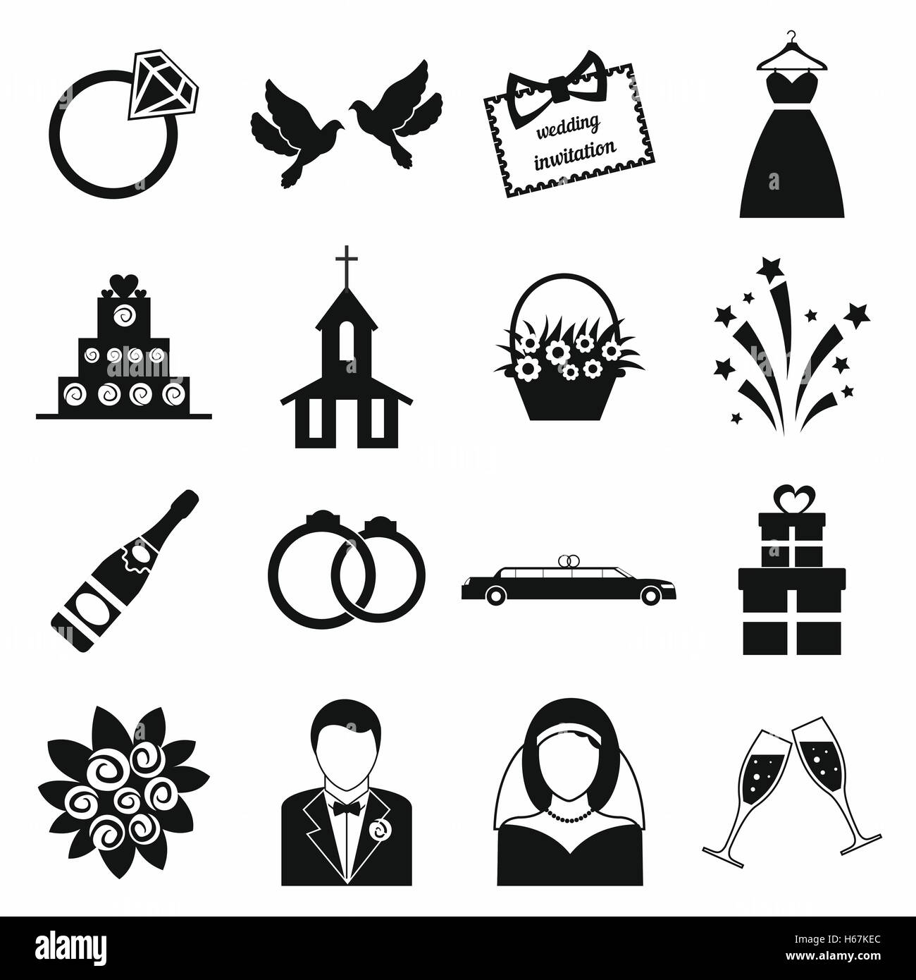 Wedding icons set Stock Vector Image & Art - Alamy