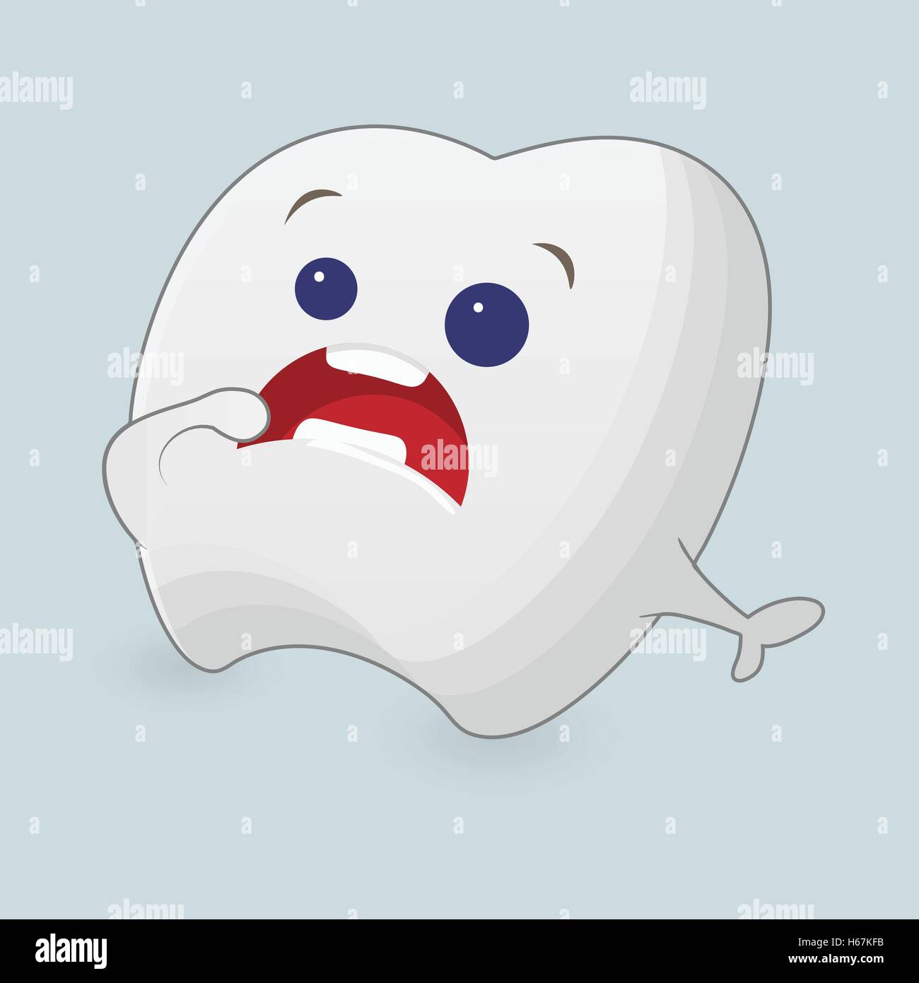 Scared tooth cartoon illustration Stock Vector