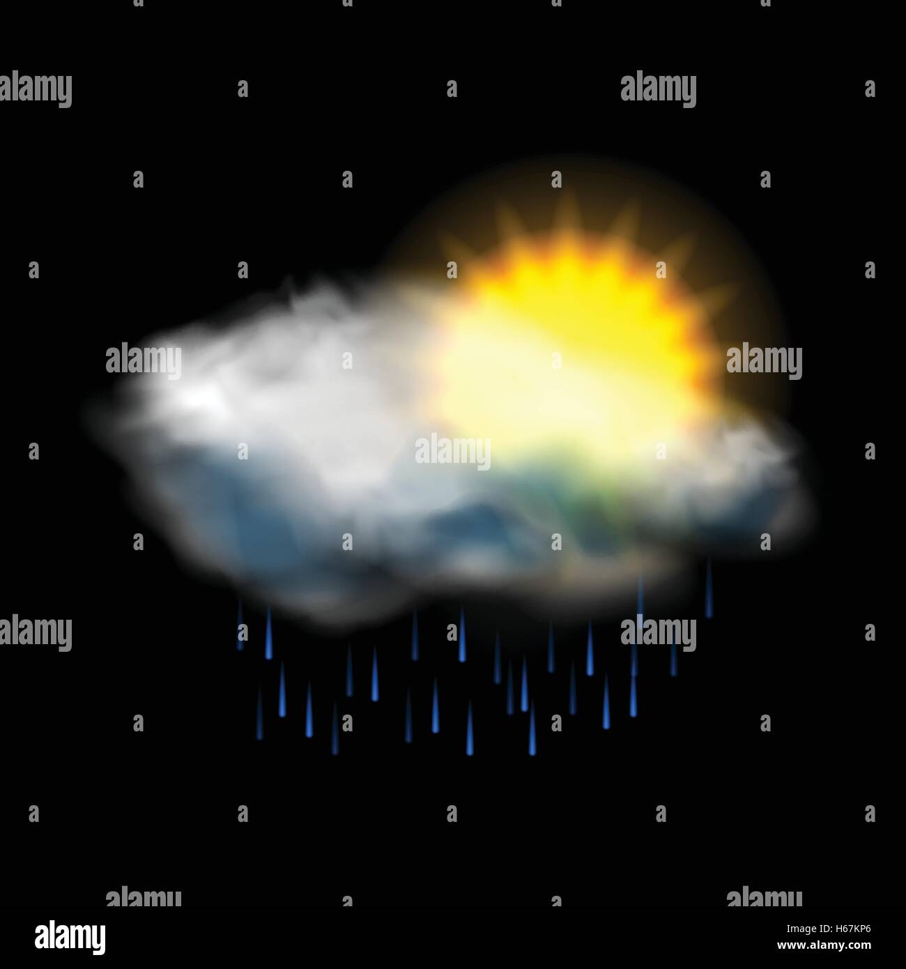 Sun cloud and rain weather icon Stock Vector Image & Art - Alamy