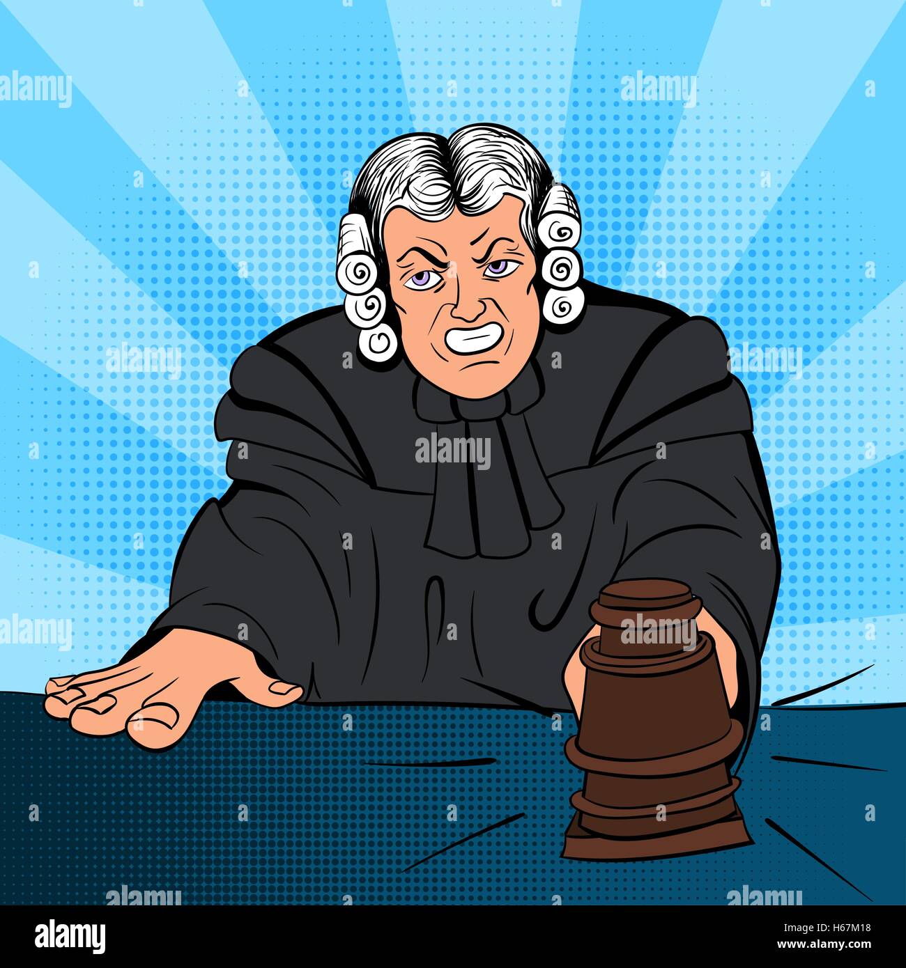 Angry judge comics character Stock Vector