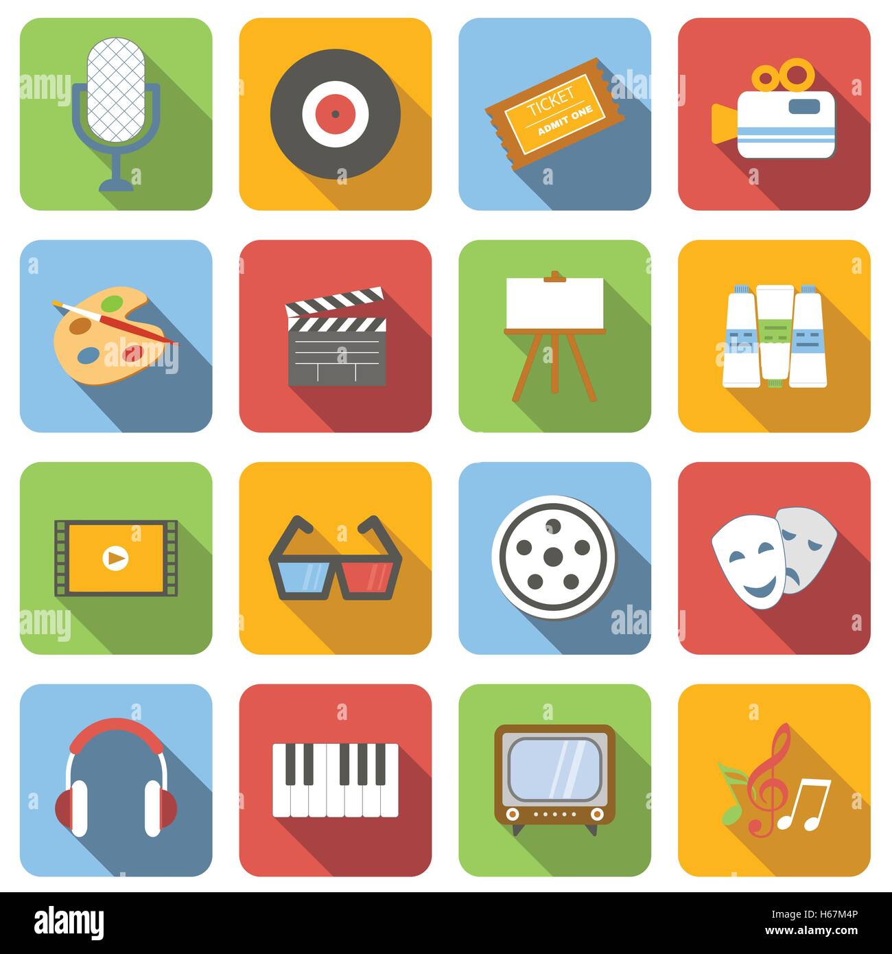 Multimedia flat icons set Stock Vector Image & Art - Alamy