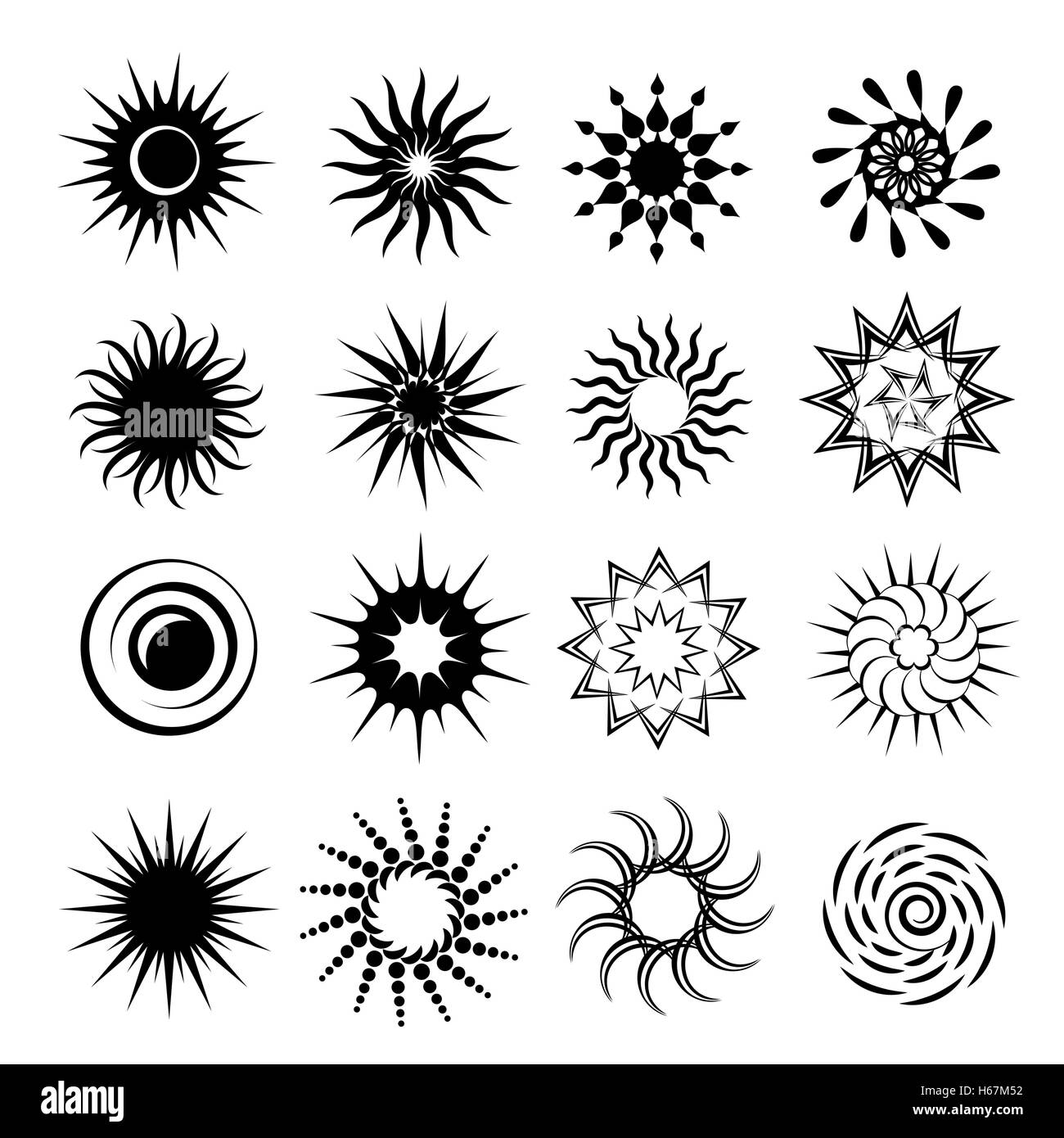 Sun black icons set Stock Vector Image & Art - Alamy